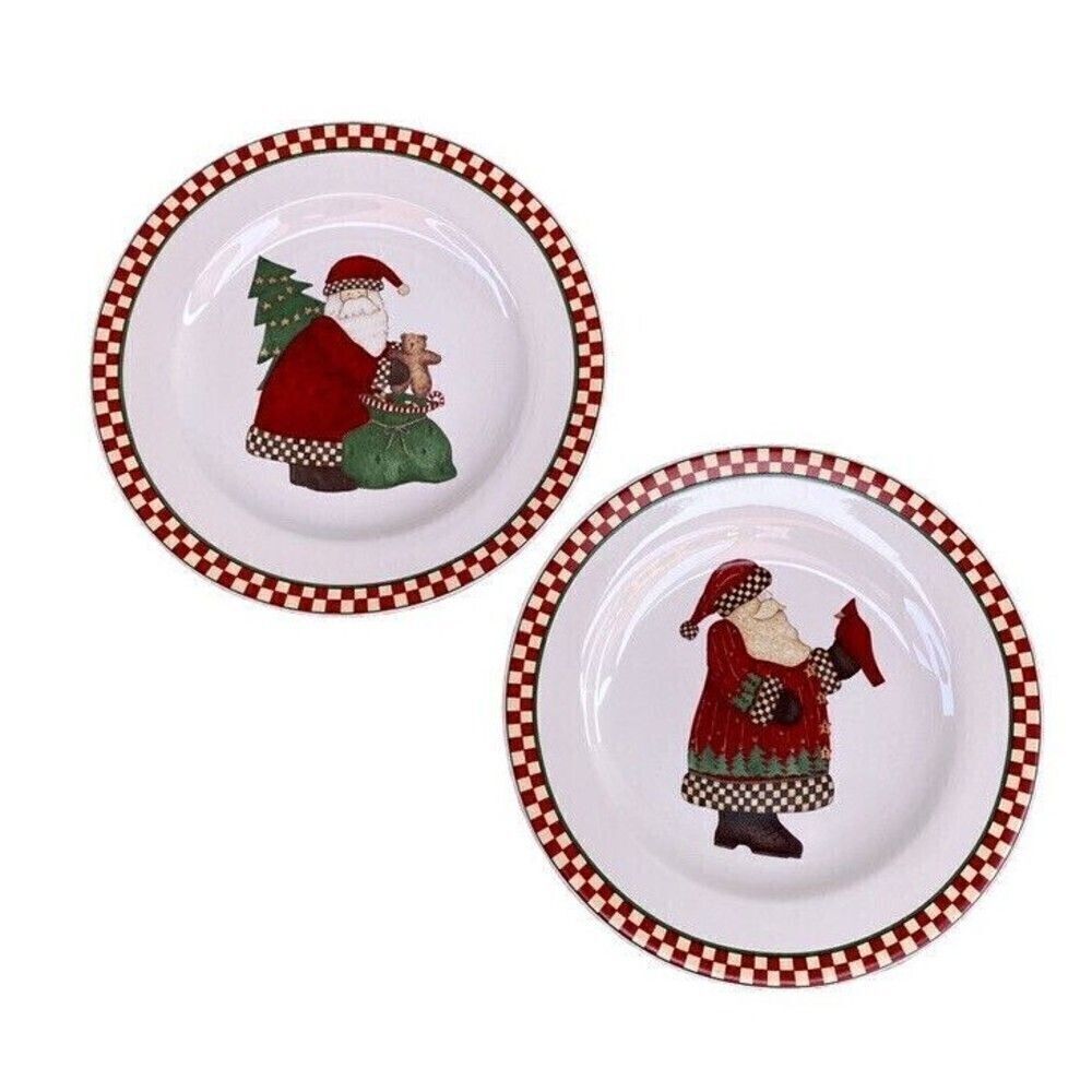 Vintage Sakura Set of 2 Magic Of Santa Debbie Mumm Dessert Plates 8"